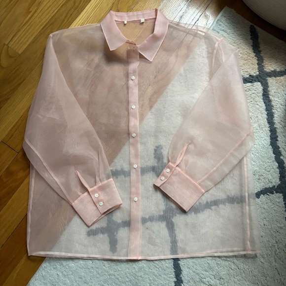 Pink Maje Sheer Button Up - Picture 3 of 4